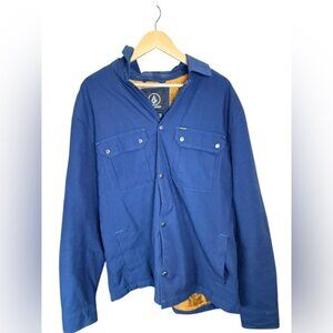 Volcom Larkin Lined Shacket Blue Snap Front Jacket Men’s Large